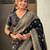 Black black pashmina silk kashmiri work saree with unstitched blouse piece