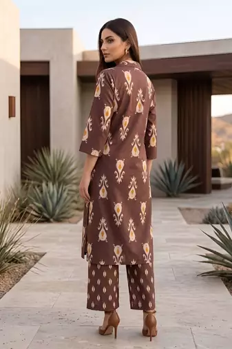 Brown printed co-ords set for women
