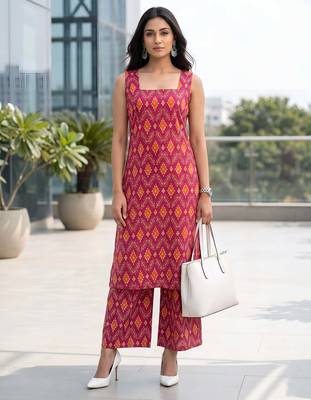 Pink printed co-ord set for women 1