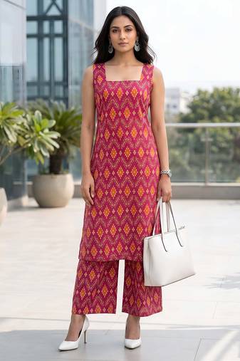 Pink printed co-ord set for women