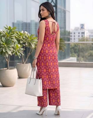 Pink printed co-ord set for women 2
