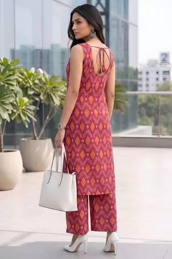 Pink printed co-ord set for women