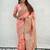 Peach ethnic motifs woven design zari pashmina saree with unstitched blouse piece