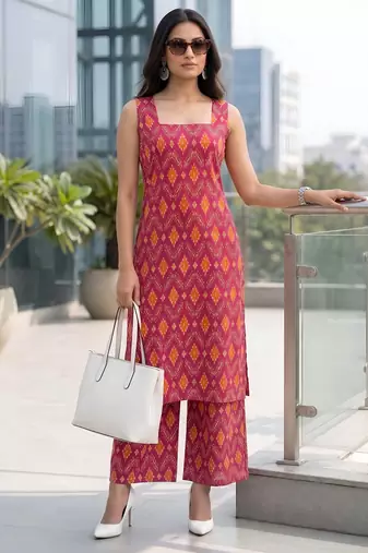 Pink printed co-ord set for women