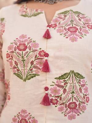 Off white & pink printed co-ord set for women 2