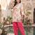 Off white & pink printed co-ord set for women