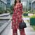 Red printed co-ord set for women