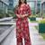 Red printed co-ord set for women