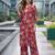 Red printed co-ord set for women