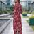 Red printed co-ord set for women