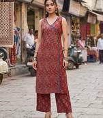 Maroon printed co-ord set for women