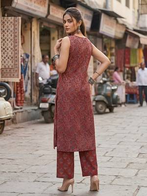 Maroon printed co-ord set for women 5