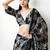Black floral silk blend saree