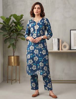 Blue printed co-ord set for women 1