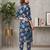 Blue printed co-ord set for women