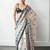 White floral silk blend saree