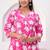 Pink printed cotton co-ord set for women