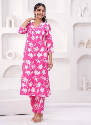 Pink printed cotton co-ord set for women 3