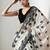 Cream floral silk blend saree