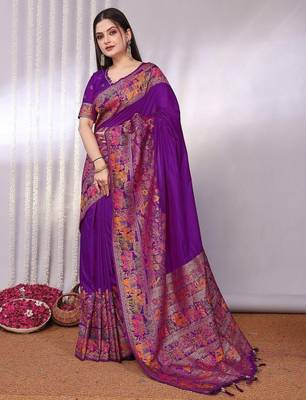 Purple purple viscose rayon sarees 1