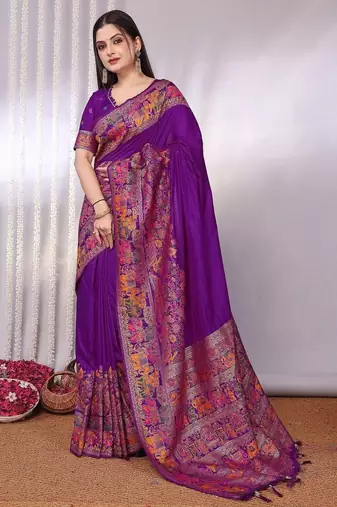 Purple purple viscose rayon sarees