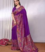 Purple purple viscose rayon sarees