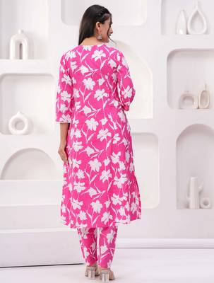 Pink printed cotton co-ord set for women 5