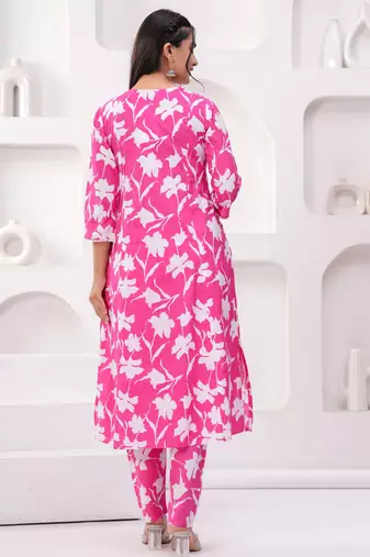 Pink printed cotton co-ord set for women