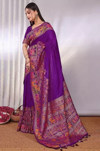 Purple purple viscose rayon sarees