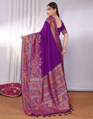 Purple purple viscose rayon sarees 3