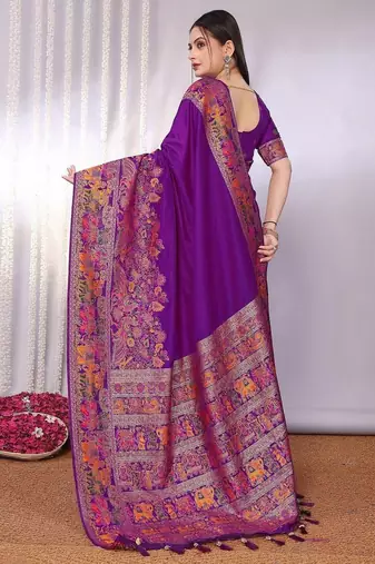 Purple purple viscose rayon sarees