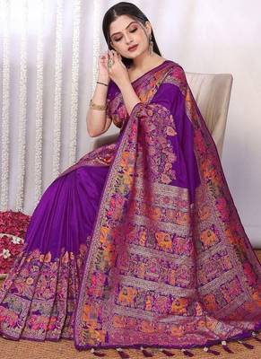 Purple purple viscose rayon sarees 4