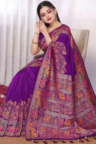 Purple purple viscose rayon sarees