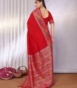 Red red rich zari woven kalamkari motifs saree