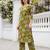 Olive green printed co-ord set for women