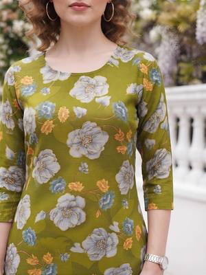 Olive green printed co-ord set for women 3