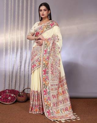 Off white off white viscose rayon sarees 1