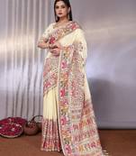 Off white off white viscose rayon sarees