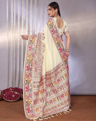 Off white off white viscose rayon sarees 2
