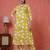 Yellow printed cotton co-ord set for women