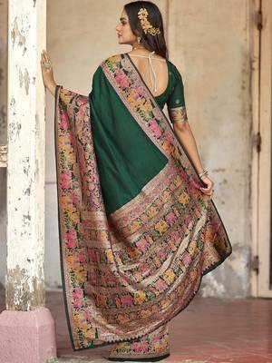 Green embellished zari saree 3