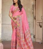 Pink embellished zari saree