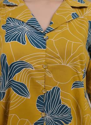 Yellow printed co-ord set for women 3