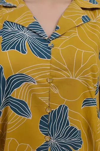 Yellow printed co-ord set for women