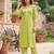Green printed straight co-ords set for women