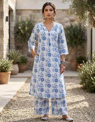 Off white printed co-ord set for women 1