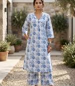 Off white printed co-ord set for women