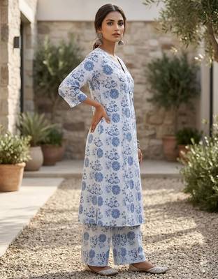 Off white printed co-ord set for women 3