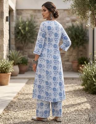 Off white printed co-ord set for women 4