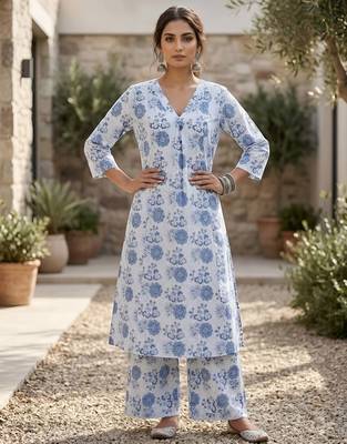 Off white printed co-ord set for women 5